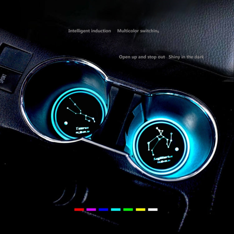 2 PCS Car Constellation Series AcrylicColorful USB Charger Water Cup Groove LED Atmosphere Light(Leo) - Car Drink Holders by PMC TechLife | Online Shopping South Africa | PMC TechLife | Buy Now Pay Later Mobicred