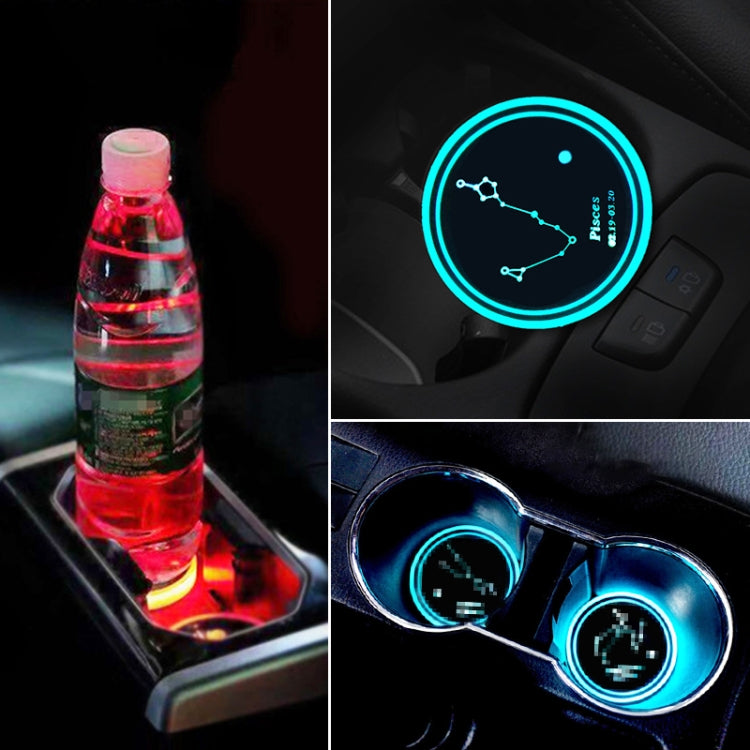 2 PCS Car Constellation Series AcrylicColorful USB Charger Water Cup Groove LED Atmosphere Light(Pisces) - Car Drink Holders by PMC TechLife | Online Shopping South Africa | PMC TechLife | Buy Now Pay Later Mobicred