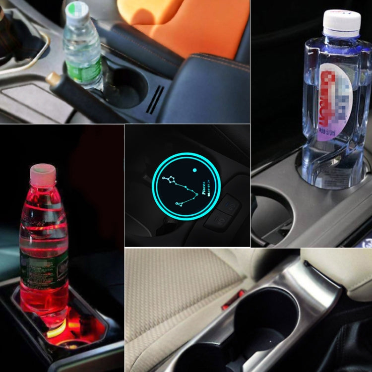 2 PCS Car Constellation Series AcrylicColorful USB Charger Water Cup Groove LED Atmosphere Light(Pisces) - Car Drink Holders by PMC TechLife | Online Shopping South Africa | PMC TechLife | Buy Now Pay Later Mobicred