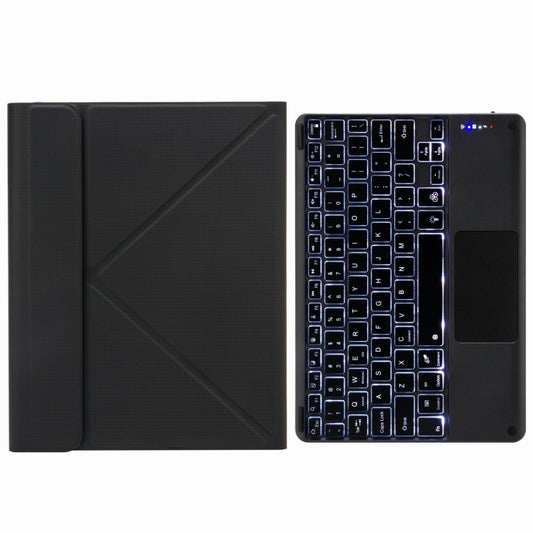 H-102CS Touch Backlight Bluetooth Keyboard Leather Case with Rear Three-fold Holder For iPad 10.2 2020 & 2019 / Pro 10.5 inch(Black) - Universal by PMC Jewellery | Online Shopping South Africa | PMC Jewellery