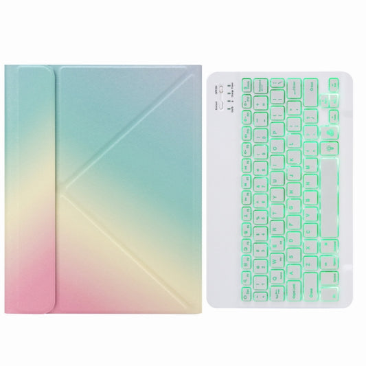 H-097S Monochrome Backlight Bluetooth Keyboard Leather Case with Rear Three-fold Holder For iPad 9.7 2018 & 2017(Rainbow) - Universal by PMC Jewellery | Online Shopping South Africa | PMC Jewellery