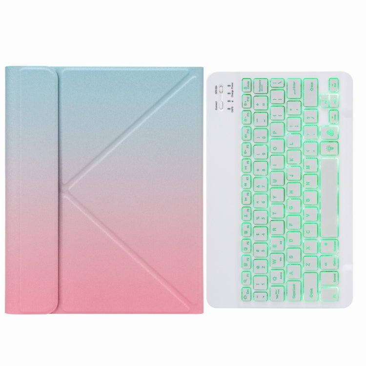 H-109S Monochrome Backlight Bluetooth Keyboard Leather Case with Rear Three-fold Holder For iPad Pro 11 inch 2021 & 2020 & 2018 / Air 2020 10.9(Pink Blue) - Universal by PMC TechLife | Online Shopping South Africa | PMC TechLife
