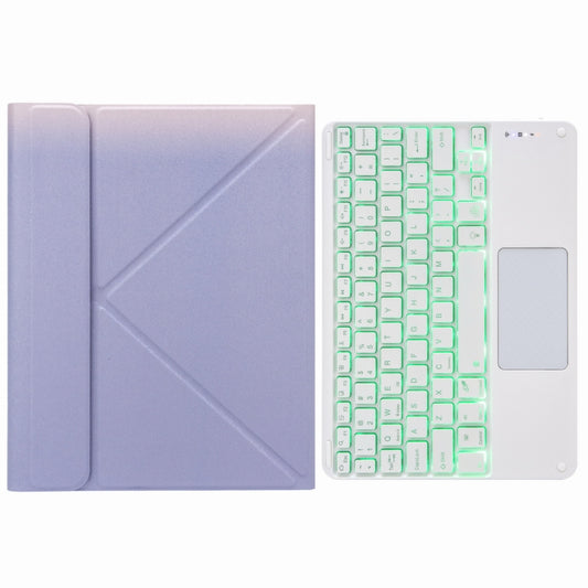 H-097CS Touch Backlight Bluetooth Keyboard Leather Case with Rear Three-fold Holder For iPad 9.7 2018 & 2017(Purple) - Universal by PMC Jewellery | Online Shopping South Africa | PMC Jewellery