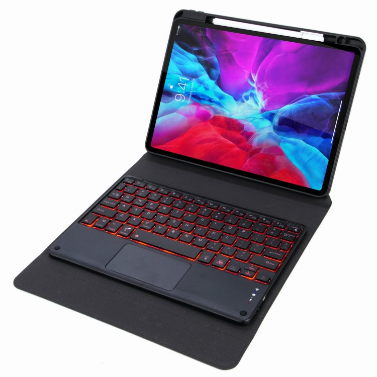 H-109CS Touch Backlight Bluetooth Keyboard Leather Case with Rear Three-fold Holder For iPad Pro 11 inch 2021 & 2020 & 2018 / Air 2020 10.9(Black) - Universal by PMC TechLife | Online Shopping South Africa | PMC TechLife