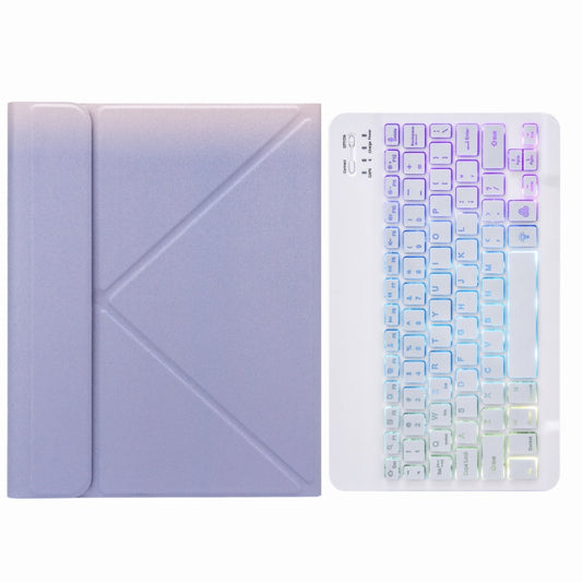 H-102S3 Tri-color Backlight Bluetooth Keyboard Leather Case with Rear Three-fold Holder For iPad 10.2 2020 & 2019 / Pro 10.5 inch(Purple) - Universal by PMC Jewellery | Online Shopping South Africa | PMC Jewellery