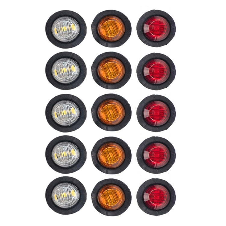 A5015 15 in 1 Red + Amber + White Light Truck Trailer LED Round Side Marker Lamp - Warning Lights by PMC Jewellery | Online Shopping South Africa | PMC Jewellery | Buy Now Pay Later Mobicred