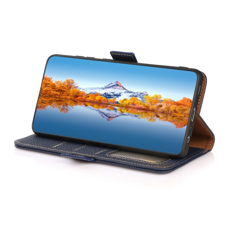 For Sony Xperia 1 III KHAZNEH Side-Magnetic Litchi Genuine Leather RFID Case(Blue) - Sony Cases by PMC TechLife | Online Shopping South Africa | PMC TechLife | Buy Now Pay Later Mobicred
