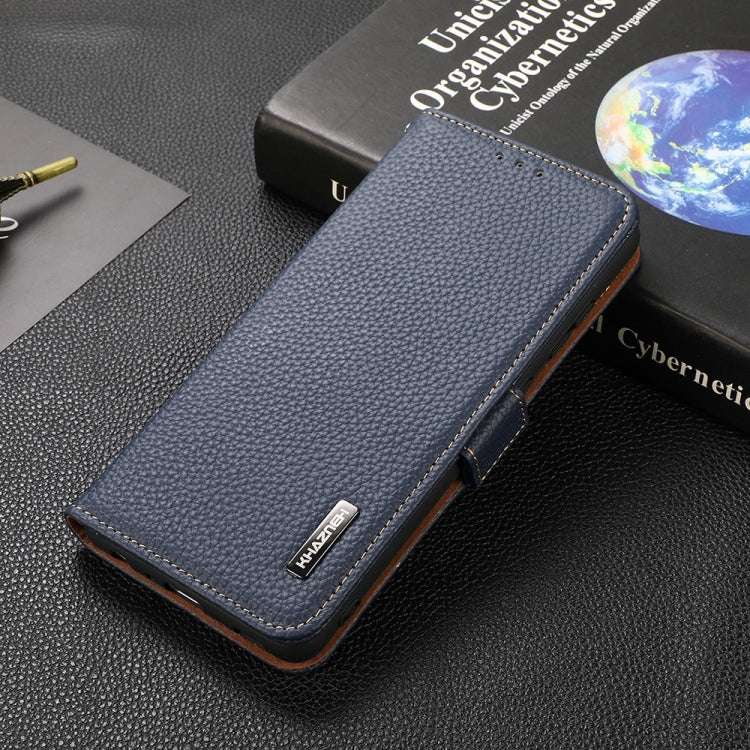 For Sony Xperia 10 III KHAZNEH Side-Magnetic Litchi Genuine Leather RFID Case(Blue) - Sony Cases by PMC TechLife | Online Shopping South Africa | PMC TechLife | Buy Now Pay Later Mobicred