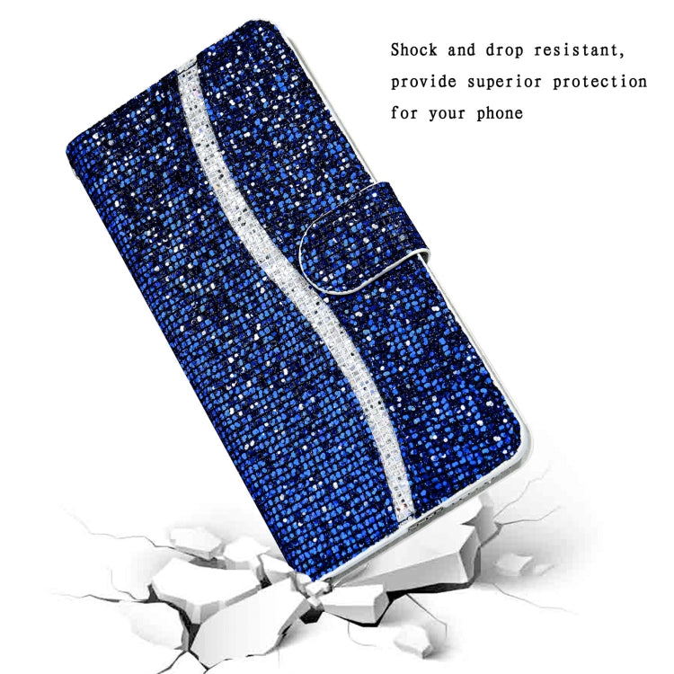 For Samsung Galaxy A73 Glitter Powder Leather Phone Case(Blue) - Galaxy Phone Cases by PMC Jewellery | Online Shopping South Africa | PMC Jewellery