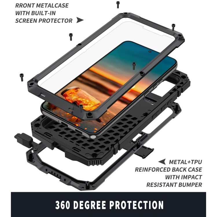 For Samsung Galaxy S22 5G R-JUST Metal + Silicone Holder Phone Case(Black) - Galaxy S22 5G Cases by R-JUST | Online Shopping South Africa | PMC TechLife | Buy Now Pay Later Mobicred