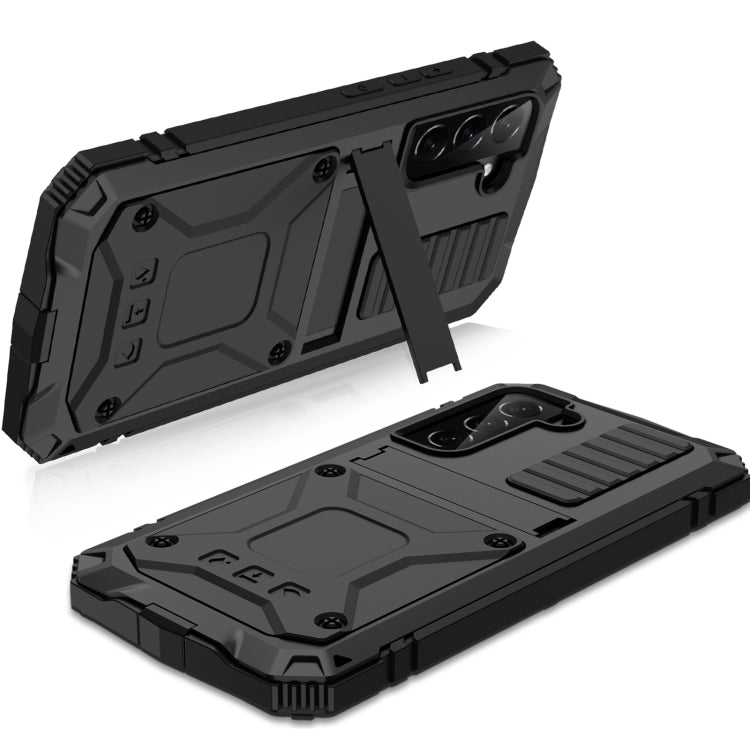 For Samsung Galaxy S22 5G R-JUST Metal + Silicone Holder Phone Case(Black) - Galaxy S22 5G Cases by R-JUST | Online Shopping South Africa | PMC TechLife | Buy Now Pay Later Mobicred