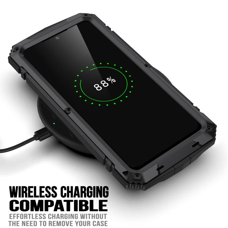 For Samsung Galaxy S22 5G R-JUST Metal + Silicone Holder Phone Case(Black) - Galaxy S22 5G Cases by R-JUST | Online Shopping South Africa | PMC TechLife | Buy Now Pay Later Mobicred
