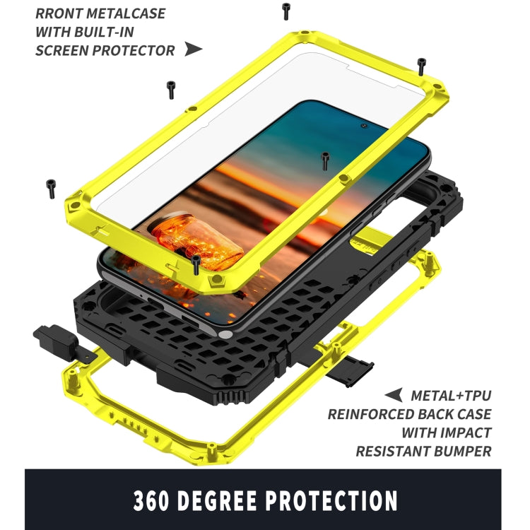 For Samsung Galaxy S22 5G R-JUST Metal + Silicone Holder Phone Case(Yellow) - Galaxy S22 5G Cases by R-JUST | Online Shopping South Africa | PMC TechLife | Buy Now Pay Later Mobicred
