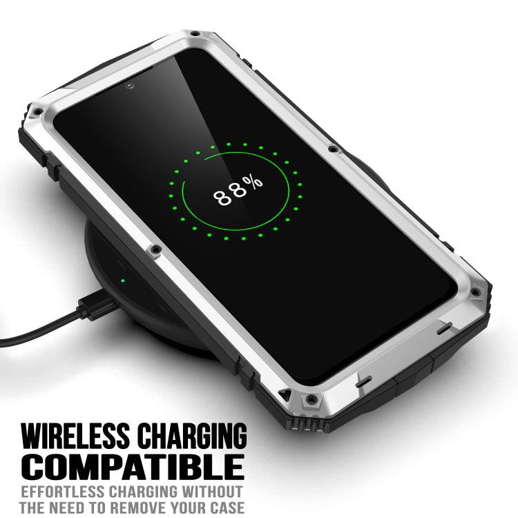 For Samsung Galaxy S22 5G R-JUST Metal + Silicone Holder Phone Case(Silver) - Galaxy S22 5G Cases by R-JUST | Online Shopping South Africa | PMC TechLife | Buy Now Pay Later Mobicred