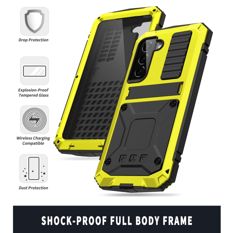 For Samsung Galaxy S22+ 5G R-JUST Metal + Silicone Holder Phone Case(Yellow) - Galaxy S22+ 5G Cases by R-JUST | Online Shopping South Africa | PMC Jewellery