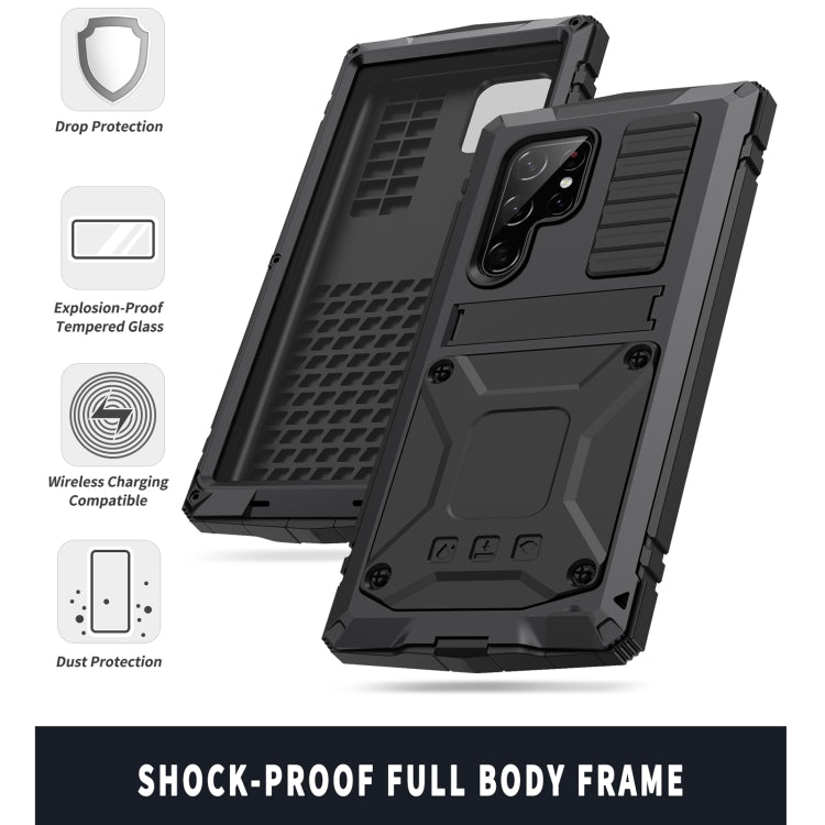 For Samsung Galaxy S22 Ultra 5G R-JUST Metal + Silicone Holder Phone Case(Black) - free shipping - PMC TechLife - Order now!