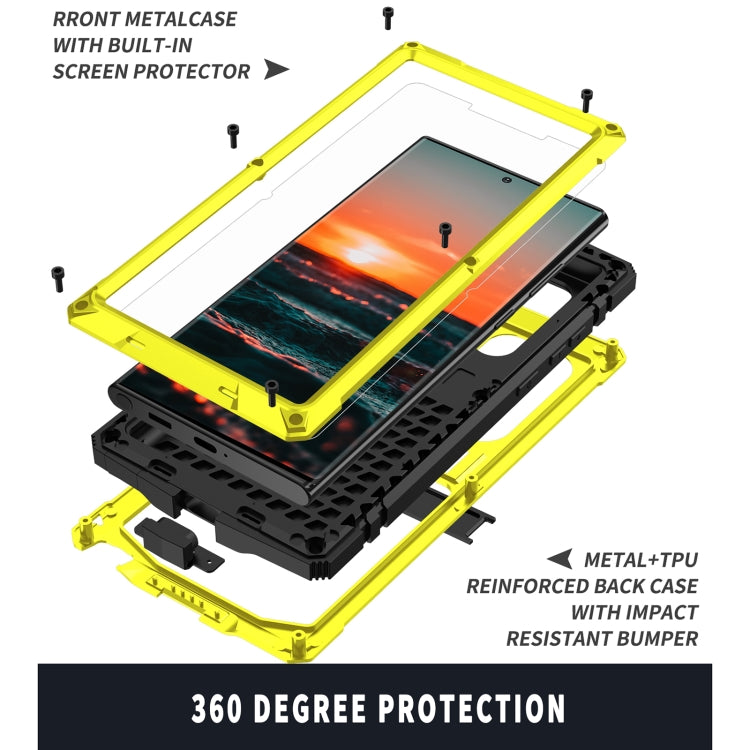 For Samsung Galaxy S22 Ultra 5G R-JUST Metal + Silicone Holder Phone Case(Yellow) - Galaxy S22 Ultra 5G Cases by R-JUST | Online Shopping South Africa | PMC Jewellery