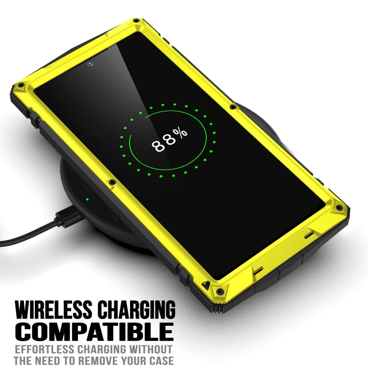 For Samsung Galaxy S22 Ultra 5G R-JUST Metal + Silicone Holder Phone Case(Yellow) - free shipping - PMC TechLife - Order now!