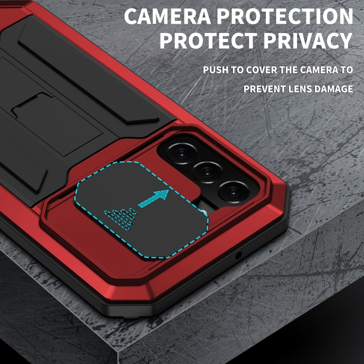 For Samsung Galaxy S22+ 5G R-JUST Sliding Camera Metal + Silicone Holder Phone Case(Red) - Galaxy S22+ 5G Cases by R-JUST | Online Shopping South Africa | PMC TechLife | Buy Now Pay Later Mobicred