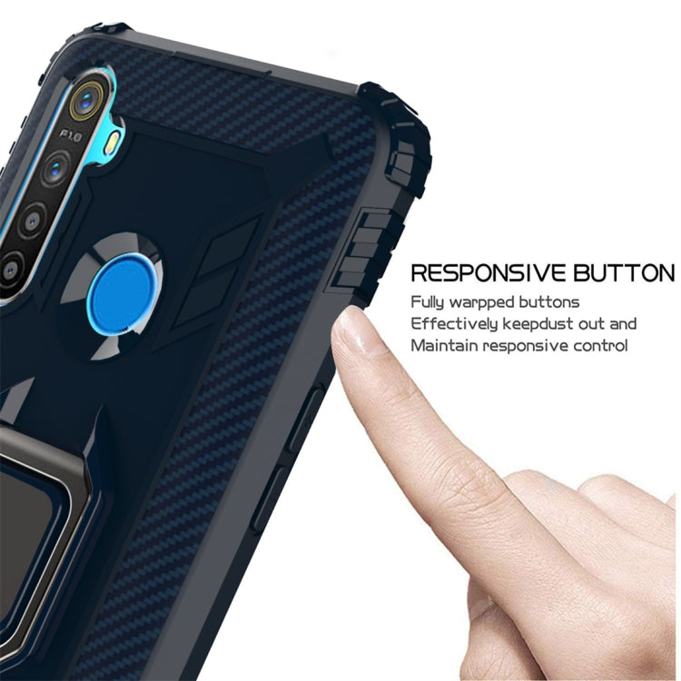 For OPPO Realme 5 Carbon Fiber Protective Case with 360 Degree Rotating Ring Holder(Blue) - Realme Cases by PMC Jewellery | Online Shopping South Africa | PMC Jewellery | Buy Now Pay Later Mobicred