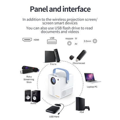 Q96 E300 Intelligent Portable HD 4K Projector, UK Plug, Specification: Phone Screen Version(White) - Mini Projector by PMC Jewellery | Online Shopping South Africa | PMC Jewellery | Buy Now Pay Later Mobicred