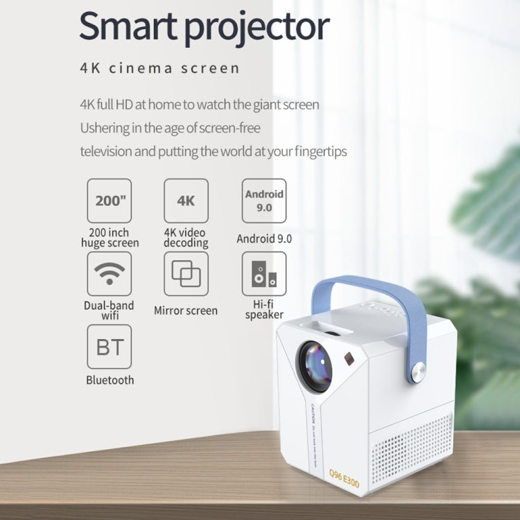 Q96 E300 Intelligent Portable HD 4K Projector, EU Plug, Specification:Android Version(White) - Mini Projector by PMC Jewellery | Online Shopping South Africa | PMC Jewellery | Buy Now Pay Later Mobicred