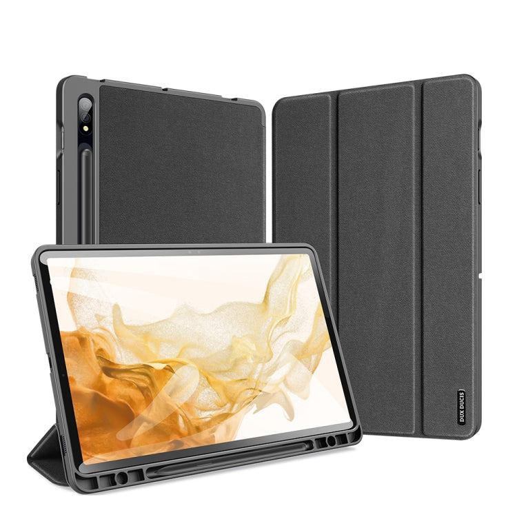 For Samsung Galaxy Tab S8 / Galaxy Tab S7 DUX DUCIS Domo Series Magnetic PU Leather Tablet Case(Black) - Galaxy Tab S8 Cases by DUX DUCIS | Online Shopping South Africa | PMC Jewellery | Buy Now Pay Later Mobicred