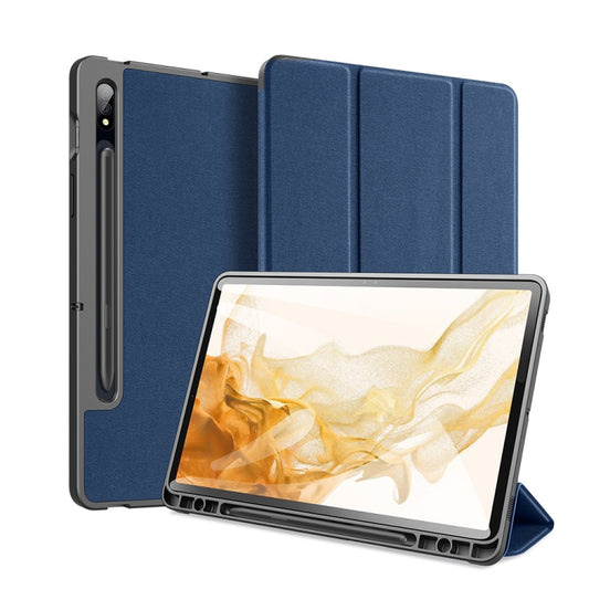 For Samsung Galaxy Tab S8 / Galaxy Tab S7 DUX DUCIS Domo Series Magnetic PU Leather Tablet Case(Blue) - Galaxy Tab S8 Cases by DUX DUCIS | Online Shopping South Africa | PMC Jewellery | Buy Now Pay Later Mobicred