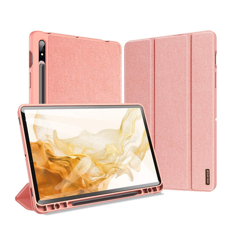 For Samsung Galaxy Tab S8 / Galaxy Tab S7 DUX DUCIS Domo Series Magnetic PU Leather Tablet Case(Pink) - Galaxy Tab S8 Cases by DUX DUCIS | Online Shopping South Africa | PMC Jewellery | Buy Now Pay Later Mobicred