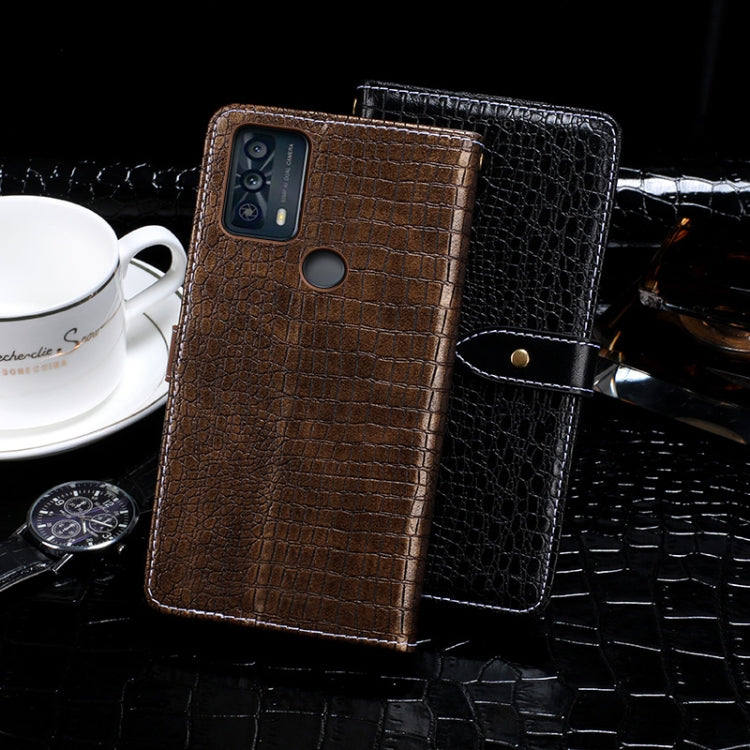 For TCL 20B idewei Crocodile Texture Horizontal Flip Leather Phone Case(Black) - More Brand by idewei | Online Shopping South Africa | PMC Jewellery | Buy Now Pay Later Mobicred