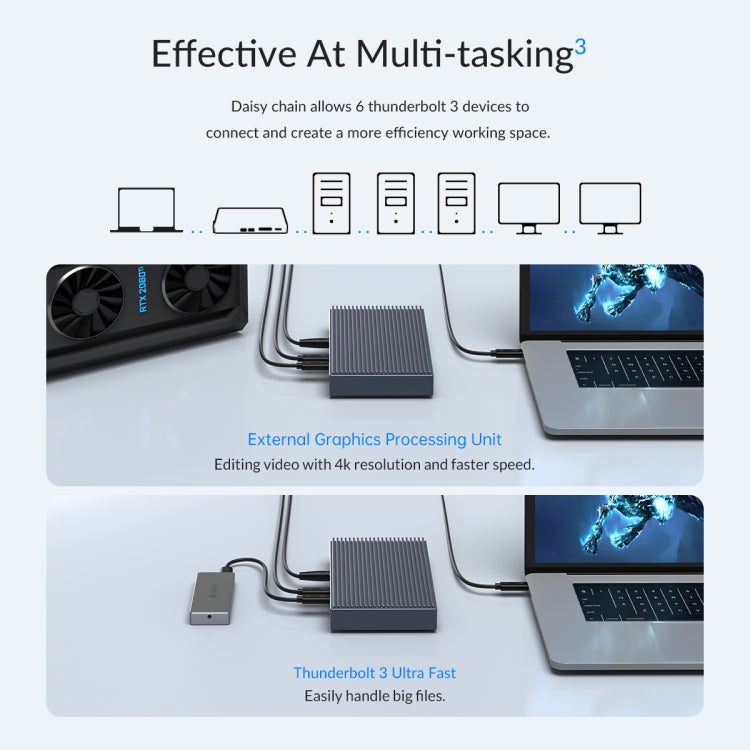 ORICO TB3-S2 Thunderbolt 3 M.2 Dual-bay Docking Station(Grey) - HDD Enclosure by ORICO | Online Shopping South Africa | PMc TechLife | Buy Now Pay Later Mobicred