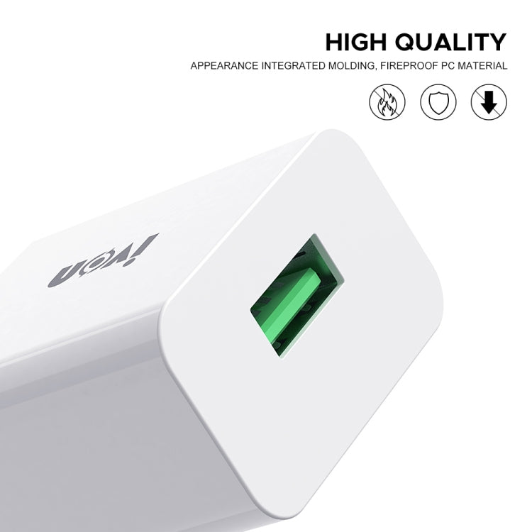 IVON AD-35 2 in 1 18W QC3.0 USB Port Travel Charger + 1m USB to USB-C / Type-C Data Cable Set, EU Plug(White) - free shipping - PMC TechLife - Order now!