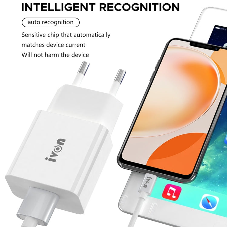 IVON AD-35 2 in 1 18W QC3.0 USB Port Travel Charger + 1m USB to USB-C / Type-C Data Cable Set, US Plug(White) - USB Charger by IVON | Online Shopping South Africa | PMC TechLife | Buy Now Pay Later Mobicred