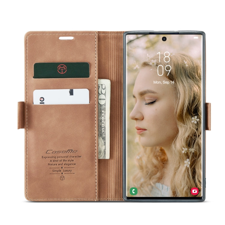 For Samsung Galaxy S22 Ultra 5G CaseMe 013 Multifunctional Leather Phone Case(Brown) - free shipping - PMC TechLife - Order now!