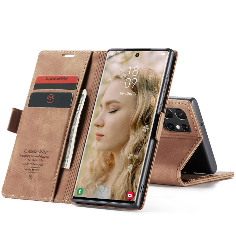 For Samsung Galaxy S22 Ultra 5G CaseMe 013 Multifunctional Leather Phone Case(Brown) - free shipping - PMC TechLife - Order now!