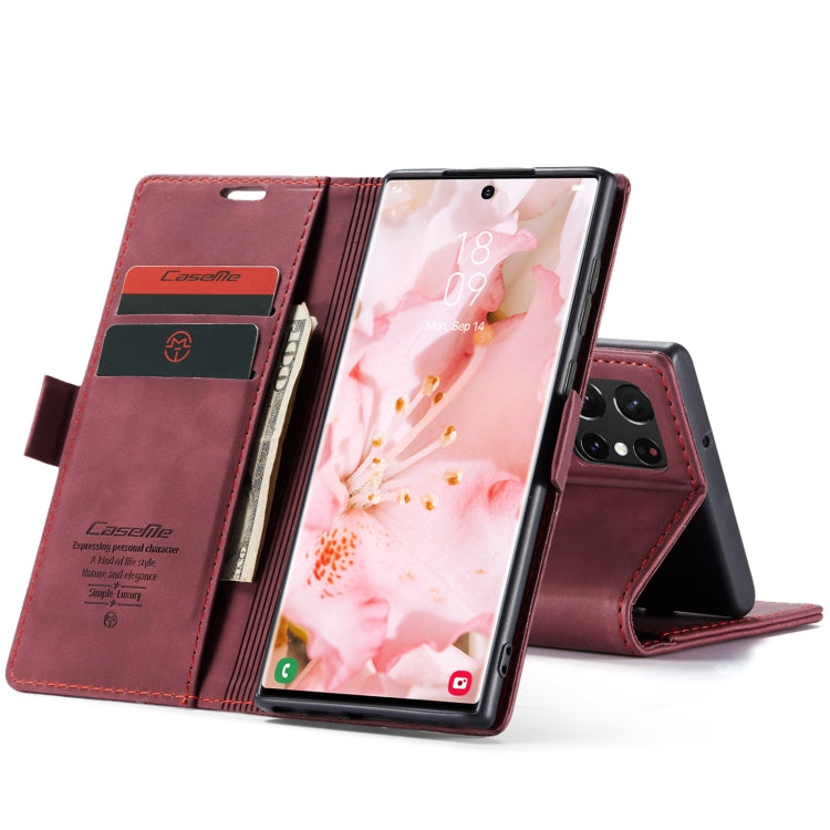 For Samsung Galaxy S22 Ultra 5G CaseMe 013 Multifunctional Leather Phone Case(Wine Red) - free shipping - PMC TechLife - Order now!