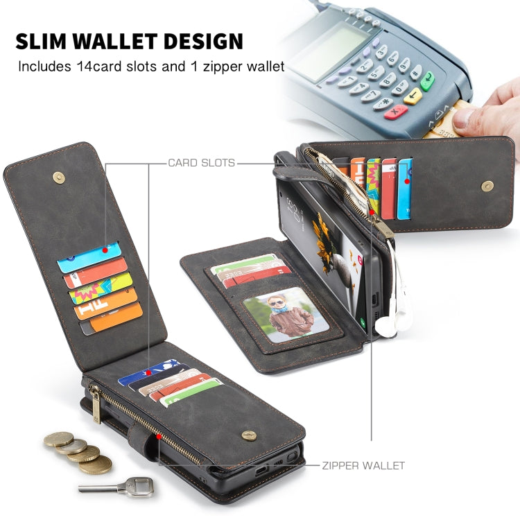 For Samsung Galaxy S22 Ultra 5G CaseMe-007 Detachable Multifunctional Leather Phone Case(Black) - free shipping - PMC Jewellery - Order now!
