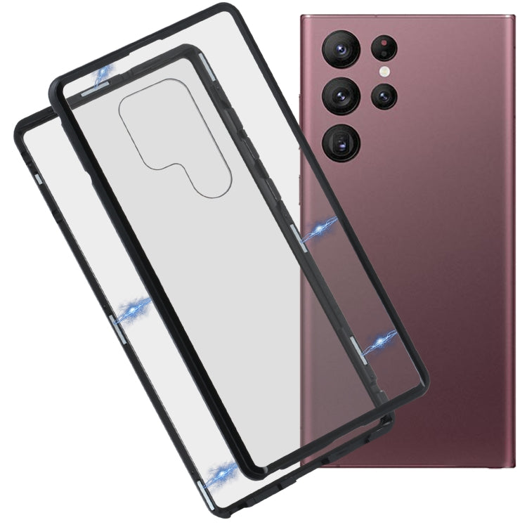 For Samsung Galaxy S22 Ultra 5G HD Magnetic Metal Tempered Glass Phone Case(Black) - free shipping - PMC TechLife - Order now!
