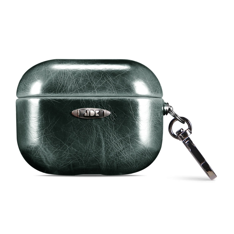 Oil Wax Leather Texture Earphone Protective Case with Hang Buckle For AirPods Pro(Dark Green) - free shipping - PMc TechLife - Order now!