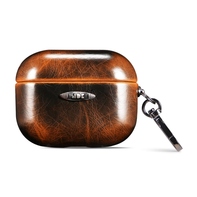 Oil Wax Leather Texture Earphone Protective Case with Hang Buckle For AirPods Pro(Brown) - For AirPods 1/2 by PMc TechLife | Online Shopping South Africa | PMc TechLife | Buy Now Pay Later Mobicred