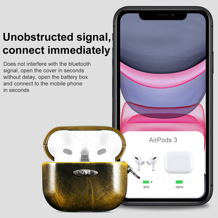 Oil Wax Leather Texture Earphone Protective Case with Hang Buckle For AirPods Pro(Red) - For AirPods 1/2 by PMc TechLife | Online Shopping South Africa | PMc TechLife | Buy Now Pay Later Mobicred