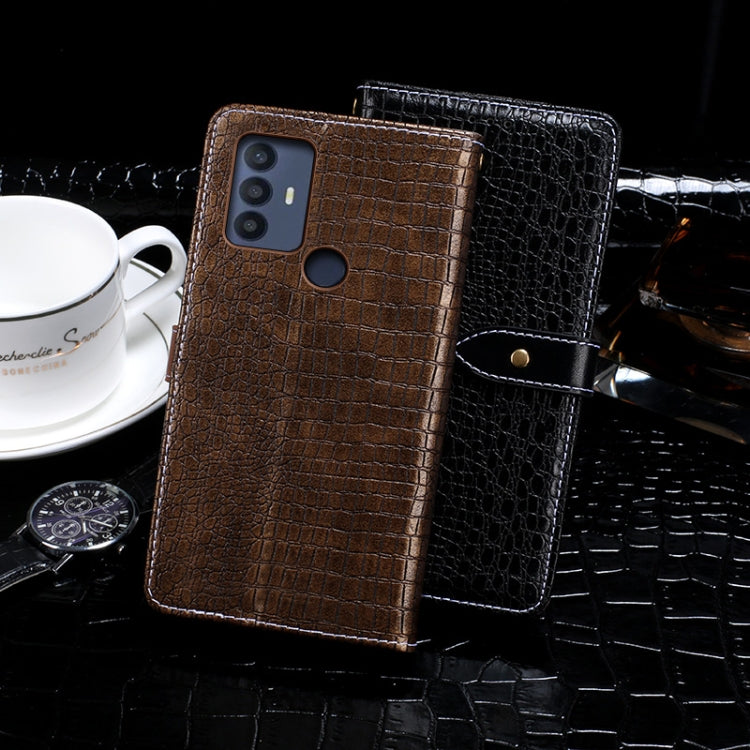 For TCL 30 SE idewei Crocodile Texture Leather Phone Case(Black) - More Brand by idewei | Online Shopping South Africa | PMC Jewellery | Buy Now Pay Later Mobicred