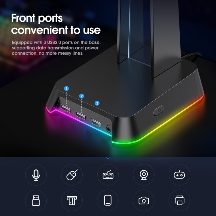 ONIKUMA ST-2 RGB Lighting Headset Holder Stand(Black) - free shipping - PMC Jewellery - Order now!