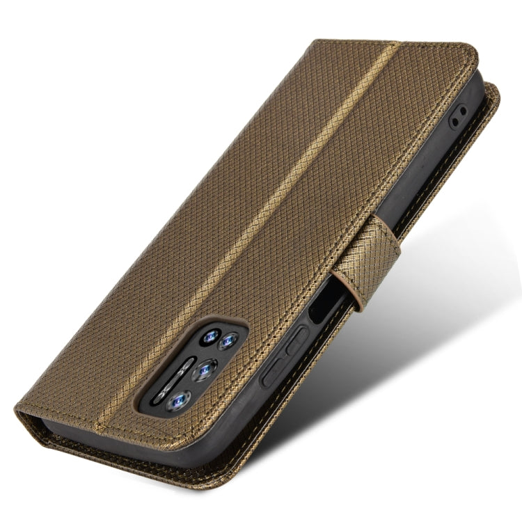 For DOOGEE N40 Pro Diamond Texture Leather Phone Case(Brown) - Doogee Cases by PMC Jewellery | Online Shopping South Africa | PMC Jewellery | Buy Now Pay Later Mobicred