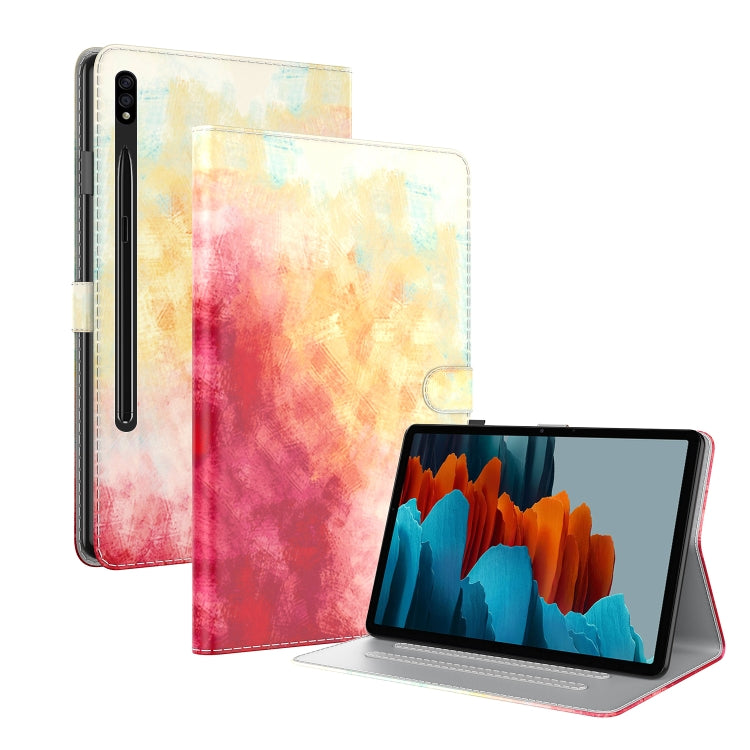 For Samsung Galaxy Tab S9 Watercolor Pattern Flip Leather Tablet Case(Spring Cherry) - Galaxy Tab S9 Cases by PMC Jewellery | Online Shopping South Africa | PMC Jewellery | Buy Now Pay Later Mobicred