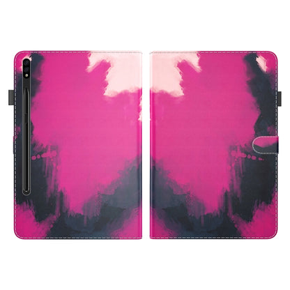 For Samsung Galaxy Tab S9+ Watercolor Pattern Flip Leather Tablet Case(Berry Color) - Galaxy Tab S9+ Cases by PMC Jewellery | Online Shopping South Africa | PMC Jewellery | Buy Now Pay Later Mobicred