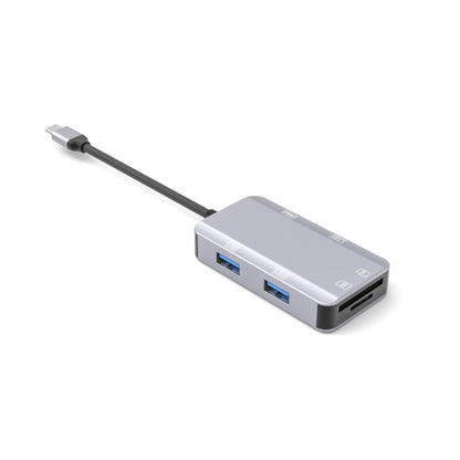 NK-3049H 6 in 1 USB-C / Type-C to TF / SD Card Slot + USB 3.0 + 3 USB 2.0 Female Adapter(Space Grey) - Cable & Adapters by PMC Jewellery | Online Shopping South Africa | PMC Jewellery | Buy Now Pay Later Mobicred