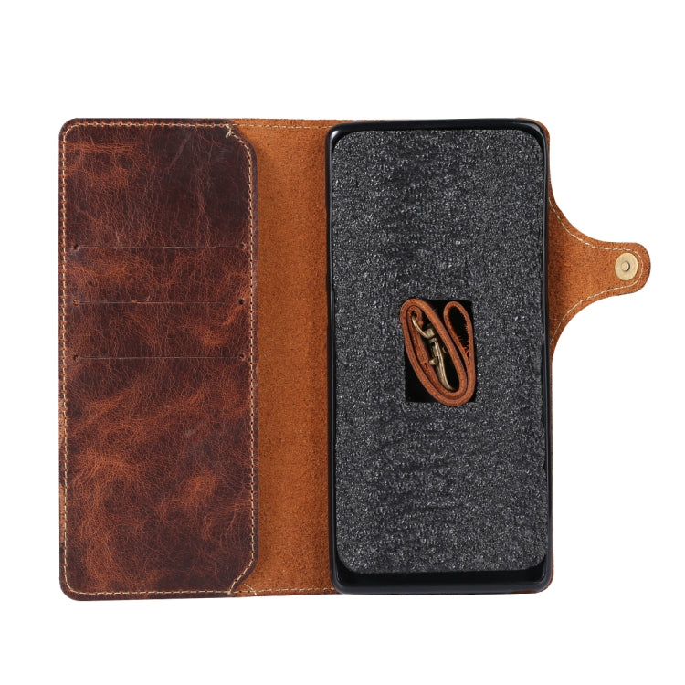 For Huawei Mate 20 Denior Oil Wax Cowhide Magnetic Button Horizontal Flip Leather Case with Card Slots & Wallet(Dark Blue) - Huawei Cases by Denior | Online Shopping South Africa | PMC TechLife | Buy Now Pay Later Mobicred
