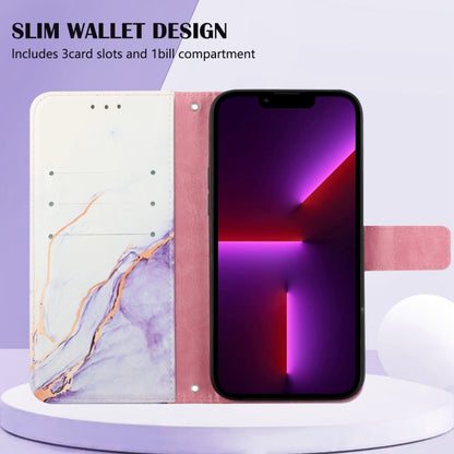 For Xiaomi Redmi Note 9S / Note 9 Pro / Note 9 Pro Max PT003 Marble Pattern Flip Leather Phone Case(White Purple LS006) - Xiaomi Cases by PMC Jewellery | Online Shopping South Africa | PMC Jewellery | Buy Now Pay Later Mobicred