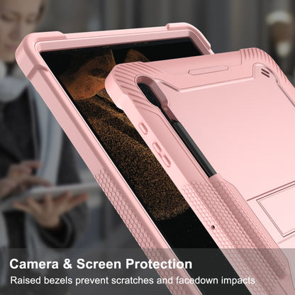 For Samsung Galaxy Tab S9  Ultra / S8 Ultra Silicone + PC Shockproof Protective Tablet Case(Rose Gold) - Galaxy Tab S8 Ultra Cases by PMC Jewellery | Online Shopping South Africa | PMC Jewellery | Buy Now Pay Later Mobicred